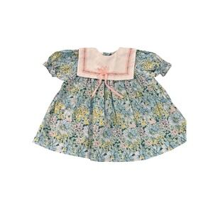 Vtg Cradle Togs Baby Girl Dress 12 Months Floral Bob Collar